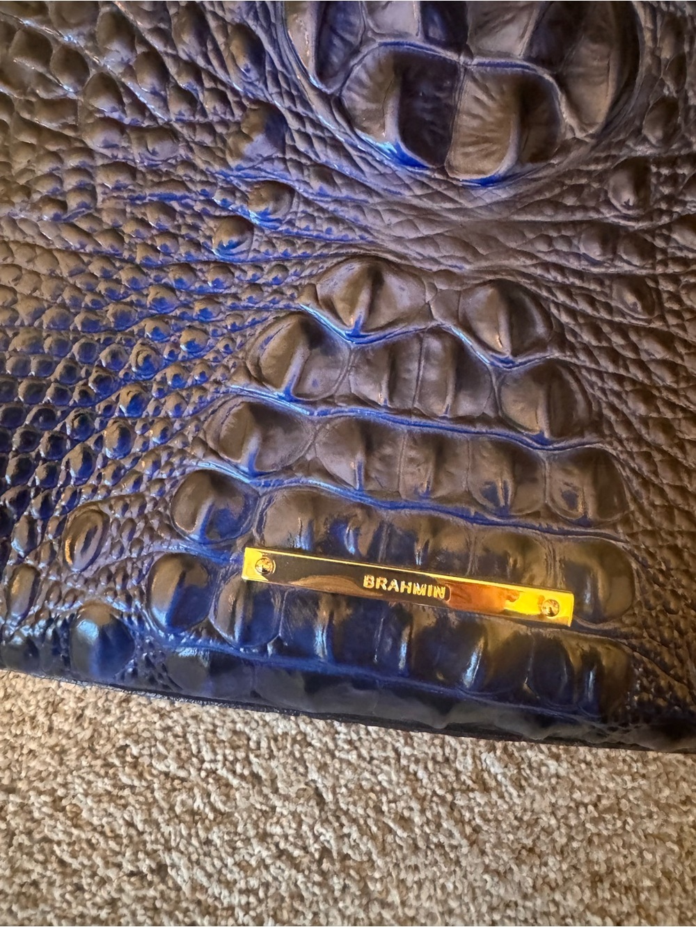 Brahmin Deep Blue Croc-Embossed Crossbody Bag - Picture 2 of 7